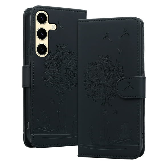 Allytechgroup for Samsung Galaxy A16 5G Case for Women Men, Stylish Dandelion Cats PU Leather Flip Cover with Cards Slots Anti-Scratch Shockproof Wallet Case for Samsung Galaxy A16 5G, Black