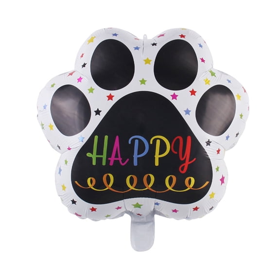 Happy Birthday Paw Shape Balloon - White Mylar Paw Animal Balloon