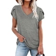 thumbnail image 1 of Camisetas casuales de manga de pétalo de verano con cuello en V para mujer Fokelyi WRHS-173-2, 1 of 1
