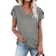 thumbnail image 1 of Tops para mujer Cuello en V Verano Manga de pétalo Camisetas casuales M Jormftte WRHS-173-1, 1 of 5