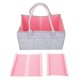 thumbnail image 1 of Organizador De Pañales Para Bebé, Múltiples Compartimentos, Bolso De Mamá, Soporte De Maquillaje De Viaje De Fieltro, Gris Claro Y Rosa, 1 of 7