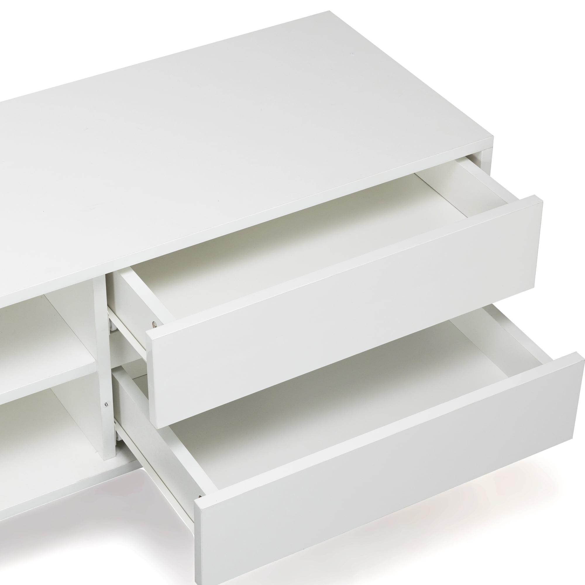 Aukfa LED TV Stand for TV up to 65" 70",UV Entertainment Center for Living Room Office, White