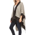 thumbnail image 6 of Sakkas Avi Women's Reversible Open Front Poncho Cardigan Ruana Cape Shawl W/Fringe - Border Black - One Size Regular, 6 of 7