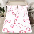 thumbnail image 2 of jejeloiu Pink Cute Bowknot Twin Sheet Sets,Kawaii Bow Tie Twin Fitted Sheet,Chic Ribbon Bowtie Flat Sheet For Girls,Microfiber Bedroom Decor,3 Pieces, 2 of 7
