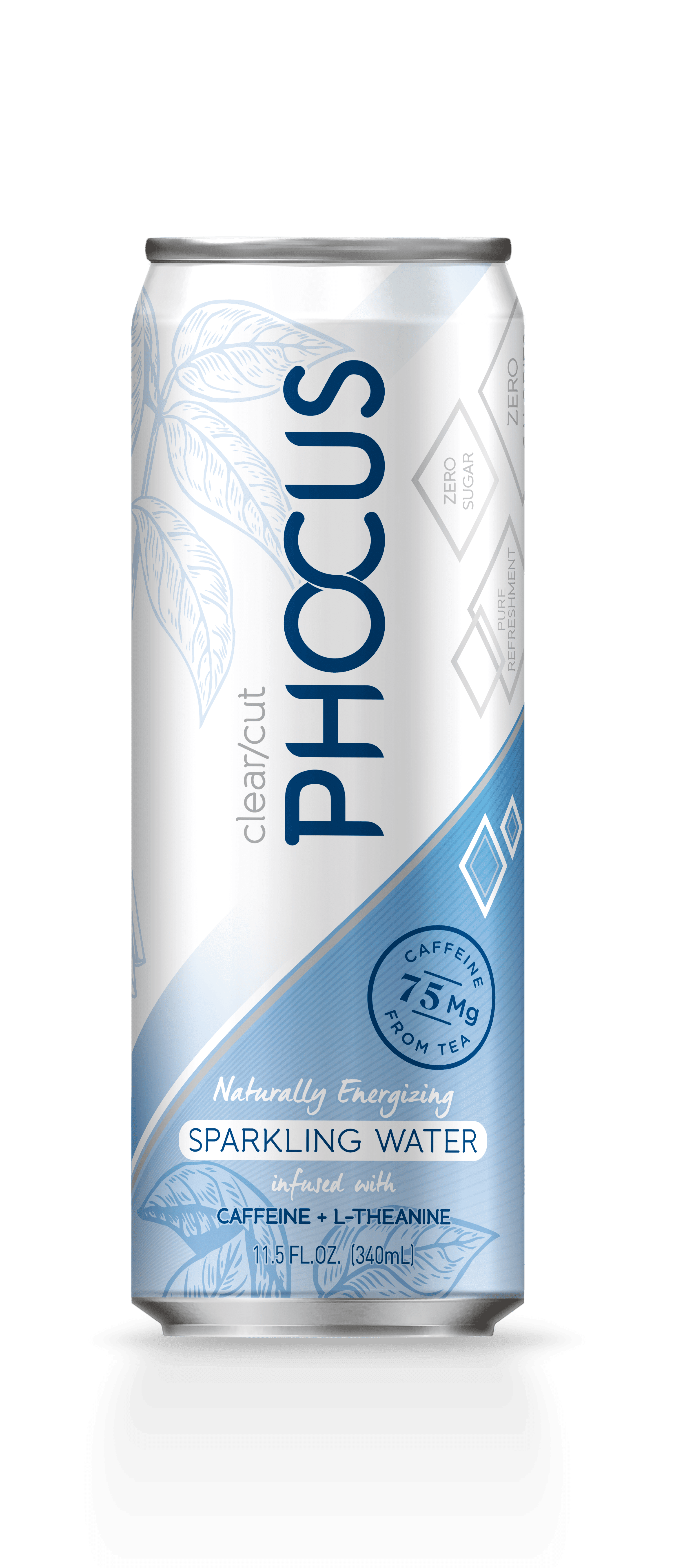 Phocus Caffeinated Sparkling Water, Natural, 11.5 fl oz, 12Pack