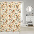 thumbnail image 2 of Manfei Folk Style Dog Shower Curtain 72Wx84L, Vintage Floral Bathroom Shower Curtain, Cream, 2 of 5