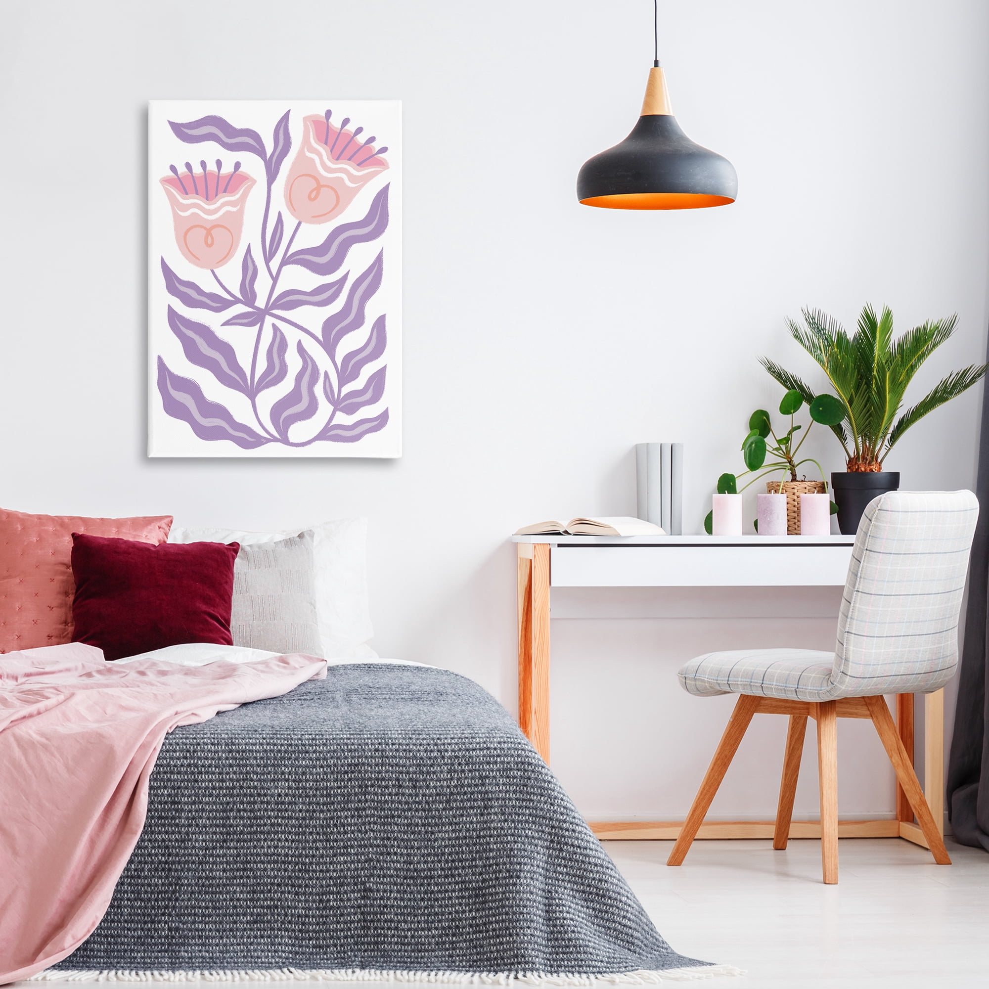 Stupell Industries Wavy Purple Blooms Plants & Flowers Painting Wrapped Canvas Art Print Wall Art, 24 x 36