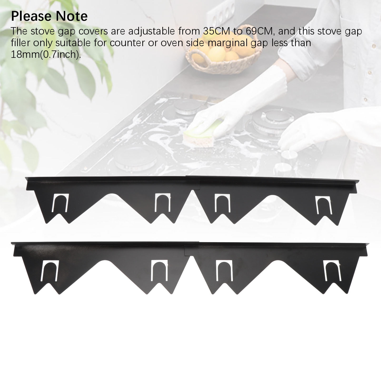 BIMZUC 2‑Pack Stainless Steel Stove Gap Covers – Heat‑Resistant, Adjustable 13.78‑27.17in, Easy‑Clean, Dishwasher Safe Kitchen Trim Kit
