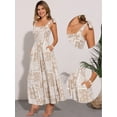 thumbnail image 2 of DARING DIVA Summer Spaghetti Strap Beach Printed Maxi Dress L Khaki, 2 of 6