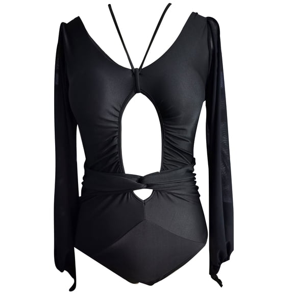 ZPAQI Conservative Bathing Suit Halterneck Swimsuit Puff Sleeve Swimwear Bikini Suit