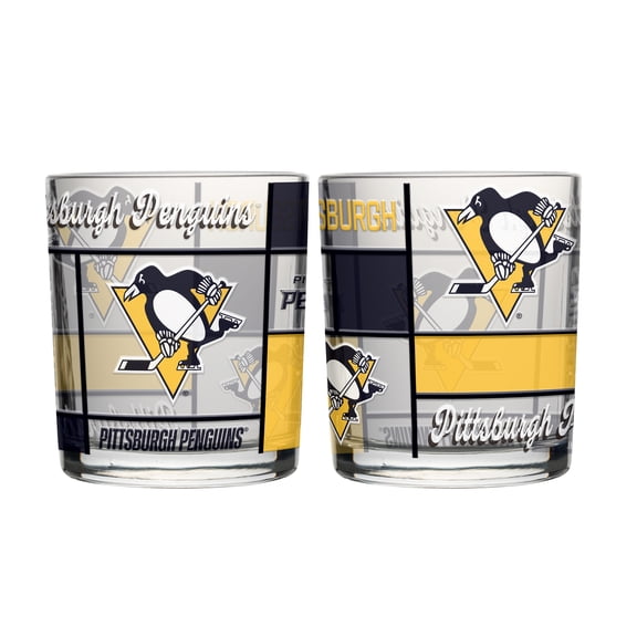 Logo Brands Pittsburgh Penguins 12oz. Quilted Stained Two-Pack Rocks Glass Set