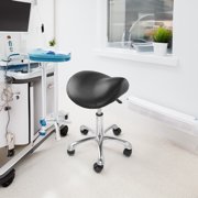 Saloniture Professional Ergonomic Saddle Stool, Black - Adjustable Hydraulic Seat, Rolling Spa Salon, Massage, and Medical Office Chair with Swivel Wheels