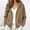 Khaki, variant on WIZUTIZ Women's Solid Color Corduroy Button Down Hoodie Drawstring Jacket Long Sleeve Loose Fit Casual Fall Winter Coat with Pockets