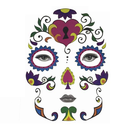 Halloween Temporary Face Art Waterproof Mask Sugar Skull Tattoo