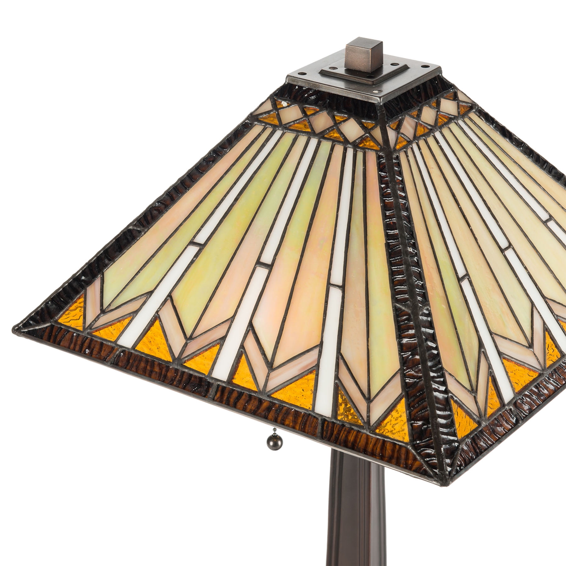2-Light Tiffany-Style Table Lamp Art Glass Geometry Shape Desk Lamp