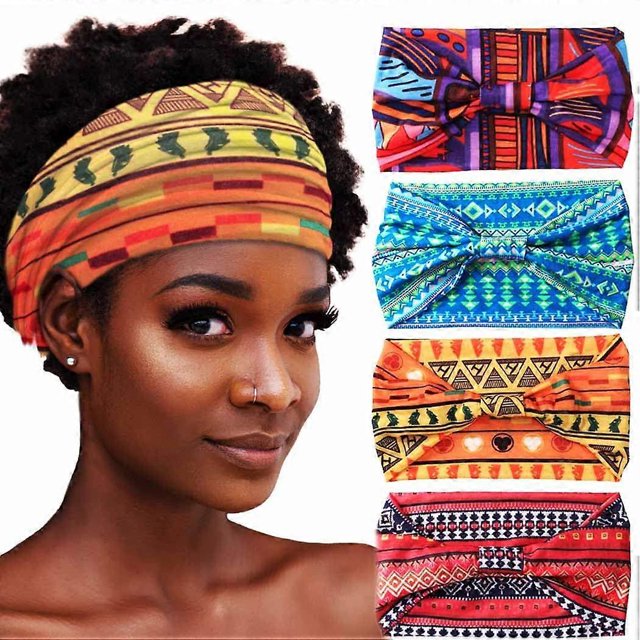 African Headbands Boho Knotted Hairbands Stretch Wide Head Wraps Elastic Yoga