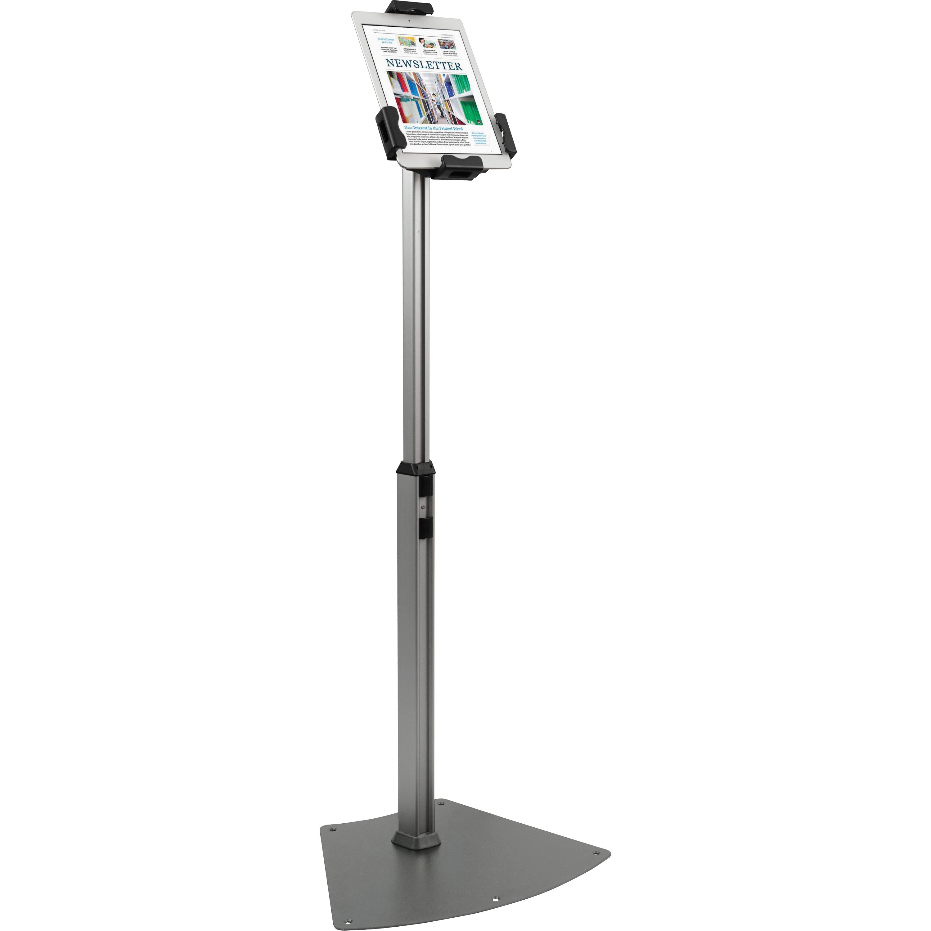 Kantek, KTKTS960, Floor Mount Tablet Kiosk Stand, 1 Each, Black,Silver,Aluminum