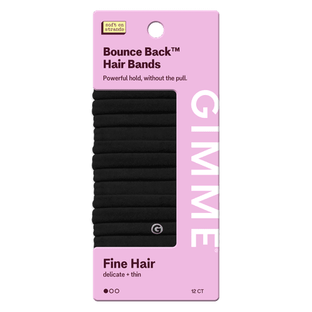 Gimme Beauty Seamless Hair Ties for Fine Hair  Ponytail Holder  Black  12 Count