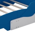 thumbnail image 5 of Full Size Race Car-Shaped Platform Bed, Full Bed Frame with Wheels, Full Car Bed with Slat Support for Kids, Child's Bedroom, Blue, 5 of 9