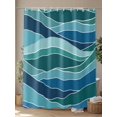 thumbnail image 4 of Fsddascl Turquoise Blue Shower Curtain Set - 72" x 78" Washable Bathtub Curtain with 12 Hooks, Green Gradient Abstract Wave Stripes Waterproof Fabric Stall Shower Curtains for Bathroom/Bathtub Décor, 4 of 6