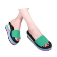 thumbnail image 4 of Slippers for Women,Ladies Shoes Summer Fashion Beach Sandals Nesh Elastic Band Wedge Sandals,Womens Slippers,Green,7, 4 of 9