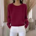 thumbnail image 5 of Lumtrix Knit Sweater for Women Long Sleeve Crew Neck Cute Sweaters Dressy Causal Loose Warm Soft Cozy Hollow Tunic Fall Winter Crochet Pullover Wine 2XL, 5 of 6