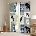 thumbnail image 3 of Rustic Cabin Curtains & Drapes, Hunting Bear Deer Curtains, Forest Animal 30%-50% Blackout Curtains Cabin Decorations For Home, Country Farmhouse Plaid Grid Claw Window Curtains 38"Wx45"L 2 Panels, 3 of 5