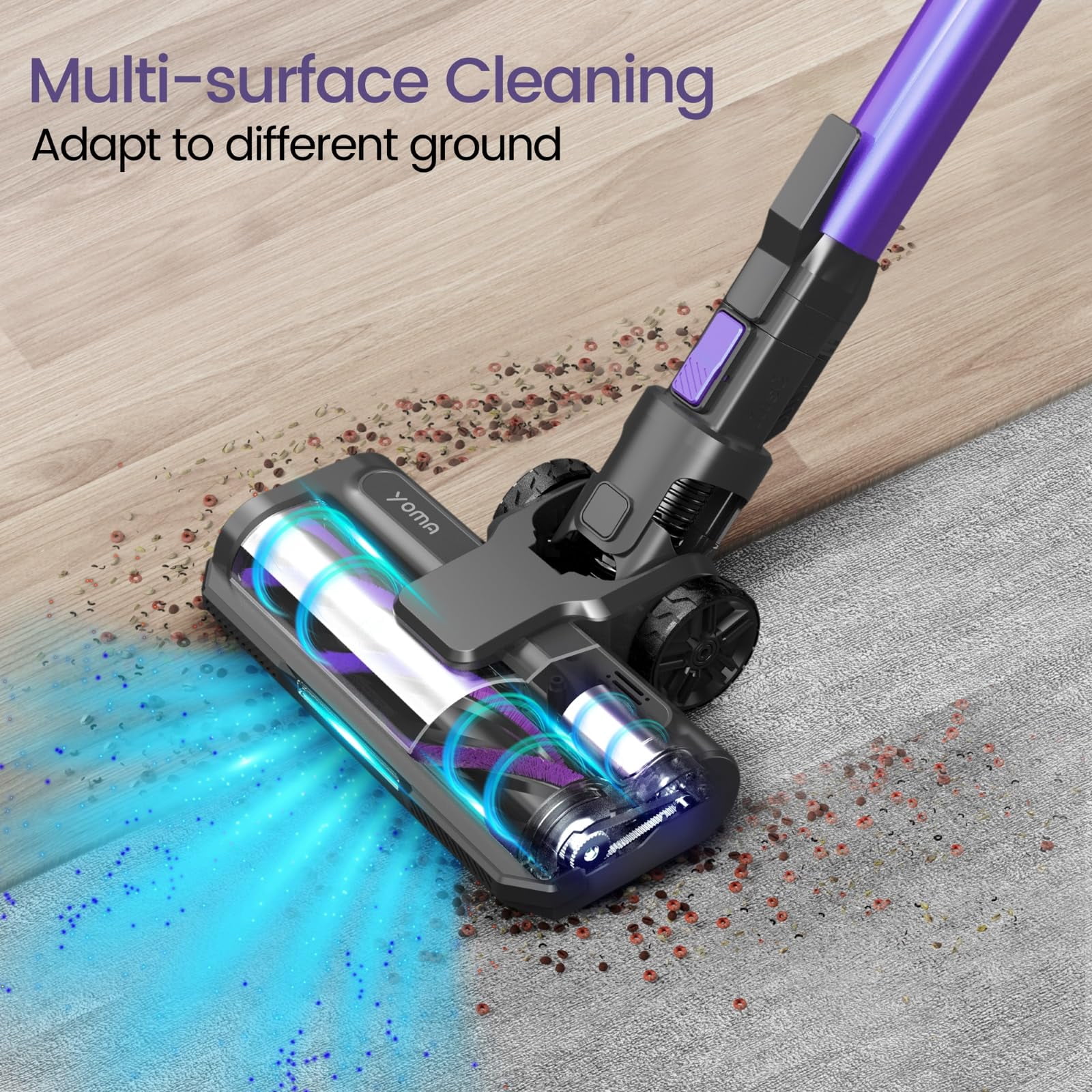 YOMATECH Cordless Vacuum Cleaner, 45Kpa/450W Powerful Stick Vacuum, 6 in 1 Lightweight Vacuum Cleaners for Home Hardfloor Carpet Pet Hair
