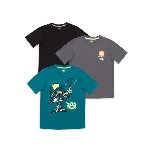 Athletic Works Boys Graphic & Solid 3-Pack Shirts, Sizes 4-18 & Husky