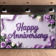 thumbnail image 6 of Purple Theme Happy Anniversary Banner Romantic Anniversary Display Rose Decoration Silk Ribbon Romantic Backdrop for Wedding Anniversary Romantic Party Anniversary Celebration, 6 of 9
