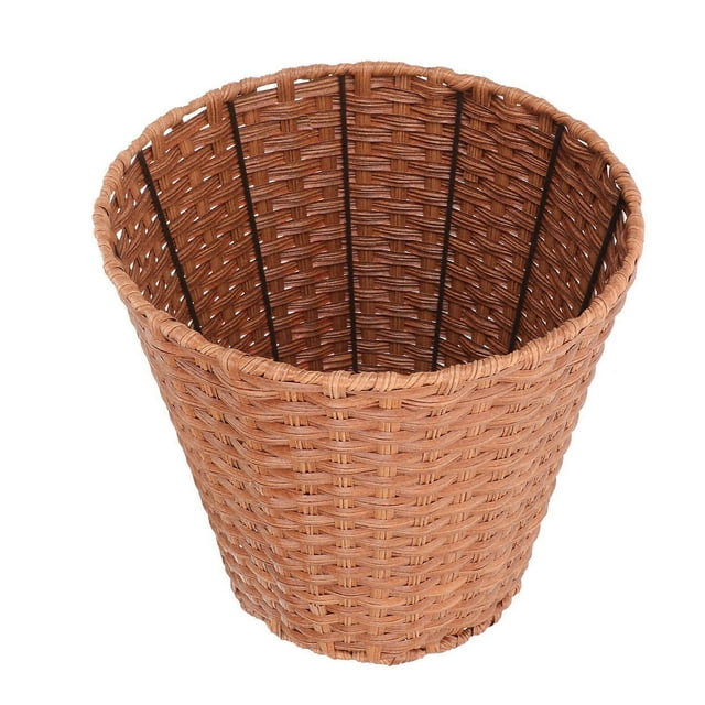 Light Brown Rattan Trash Can Made of Plastic for Home Decor and Multipurpose Use 11.8 Inches