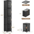 thumbnail image 2 of 4-Tier Tall Narrow Storage Cabinet Organizer, Slim Bathroom Cabinets with Doors and Shelves Adjustable, Plastic Kitchen Pantry Organizers and Storages for Small Space, Laundry, Black, 2 of 7