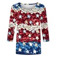 thumbnail image 5 of Fourth of July Outfits,History of Purchases,Cadancy Plus Size Tops for Women Tunics,Elbow Sleeve Cotton Blouses Casual,Red White and Blue Shirts ,Playeras De Mujer ,Wine 3X, 5 of 5