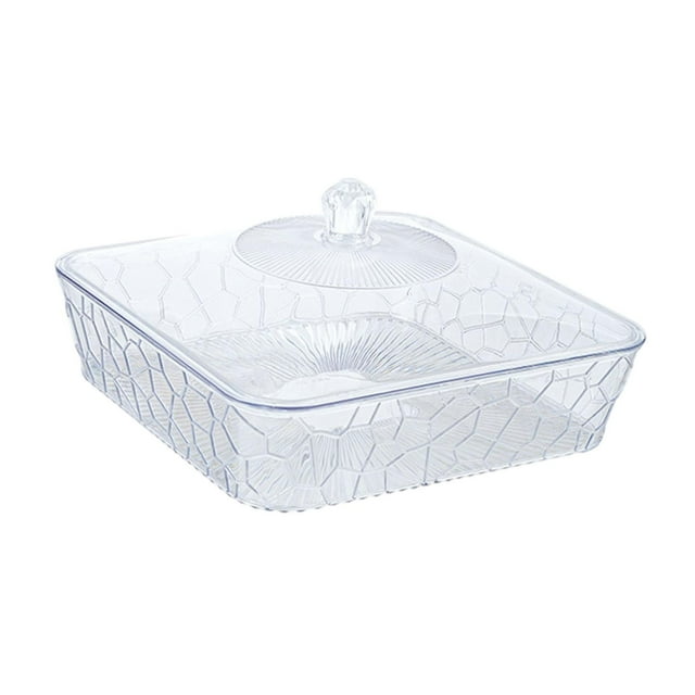 Sirviendo bandeja con soporte de tapa decoración transparente organizador de frutas plato para bocadillos para desayuno de bodas suministros de fiesta Claro y pequeño