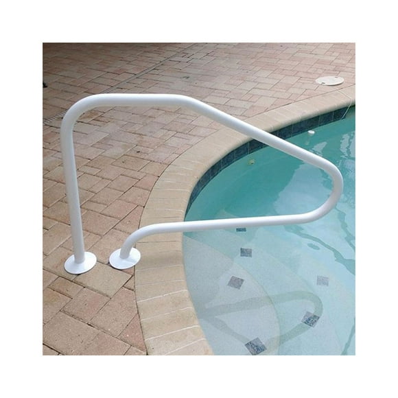 Saftron Piscine Creusée en Métal 48"x32 Pouces à 4 Courbures, Retour à la Barre de Terrasse, Blanc