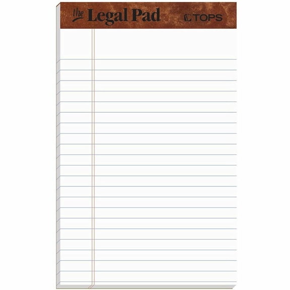 TOPS The Legal Pad Writing Pads, 5" x 8", Jr. Legal Rule, 50 Sheets, 12 Pack