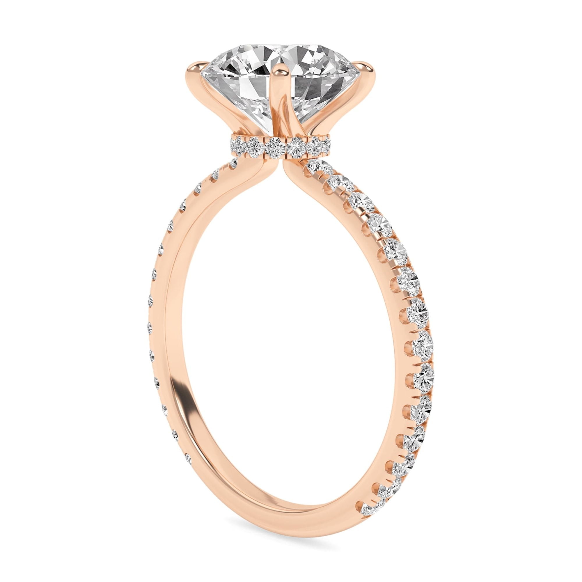 AFFY 2.40 Carat (ctw) Solitaire Engagement Ring For Womens, Round Lab Created Moissanite Stackable Promise Ring For Her In 10k Solid Rose Gold | VVS1 Quality Ring Size-7.5