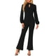thumbnail image 2 of INSPIRAR CHIC Mono Elegante para Mujeres de Manga Larga Cintura Alta Pantalones de Campana Mono M Negro, 2 of 6