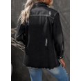 thumbnail image 2 of Women's Oversized Denim Jacket Casual Long Sleeve Denim Shirts Distresse Jean Jacket Fall Outfits, 2 of 6