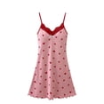 thumbnail image 4 of MEICHEN Women's Sleeveless Spaghetti Strap Suspender Nightgown Heart Print Lace Sleep Dress Cute Chemise Nightwear, 4 of 5
