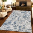thumbnail image 3 of Farmhouse Style Area Rugs, White Blue Plant Flowers Leaves Pattern Large Carpet, Modern Indoor Foldable Non Slip Rug for Living Room Bedroom Playroom Decor 5ft x 6ft, 3 of 6