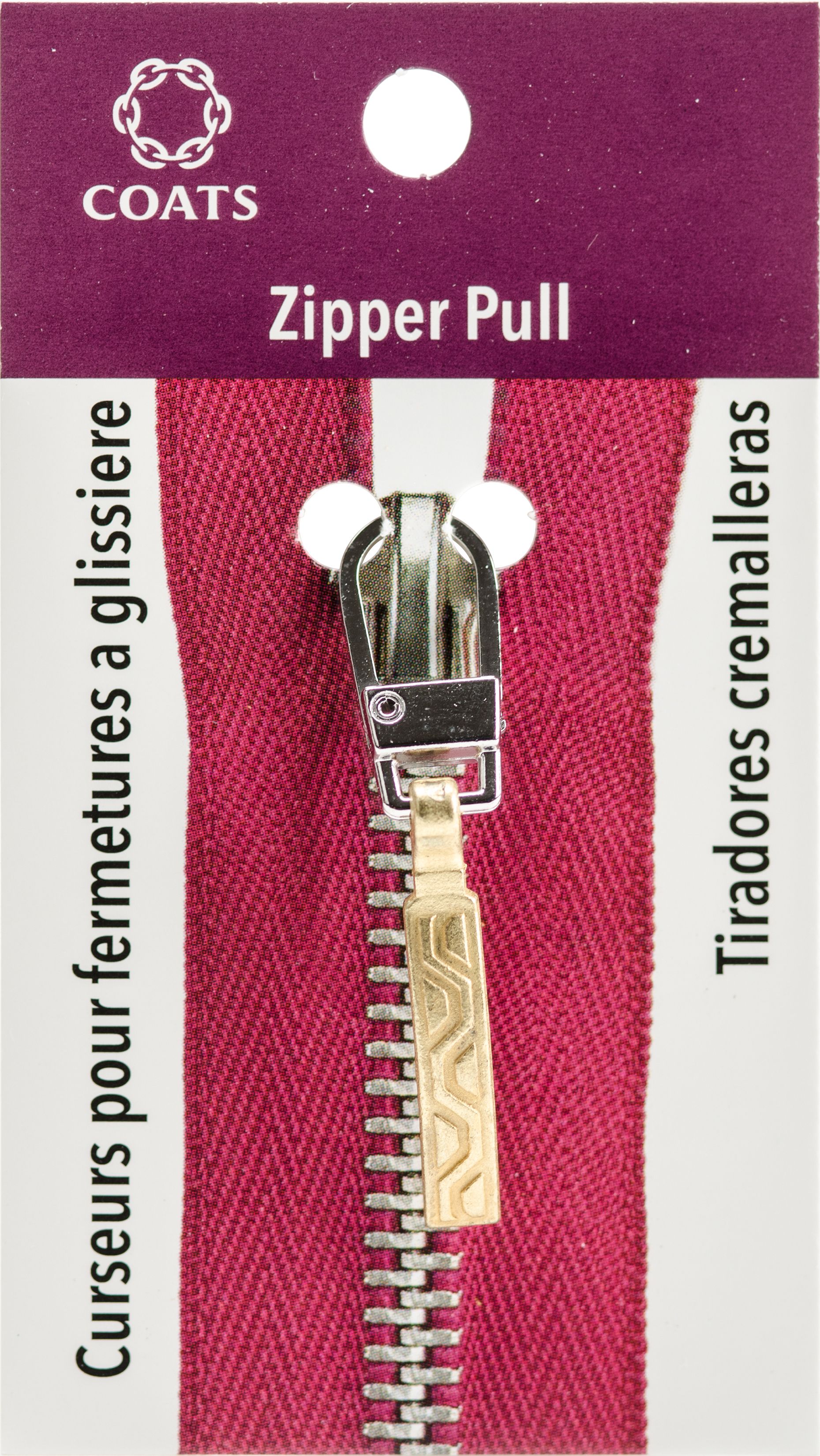 Coats Zipper PullGold Embossed Aztec