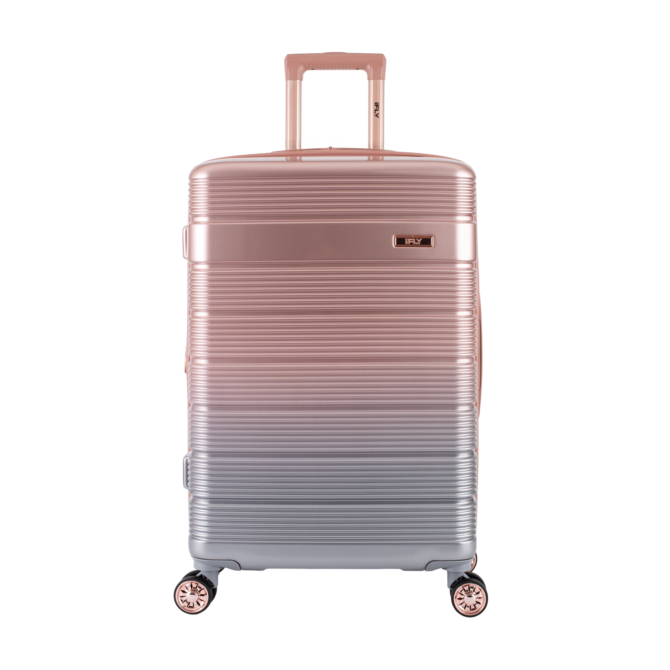 iFLY Spotlight 24" Medium Checked Hardside Luggage – Rose Gold Ombre