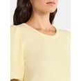 thumbnail image 4 of Time and Tru Women's Scoop Neck Mixed Media Top, Sizes XS-XXXL, 4 of 5
