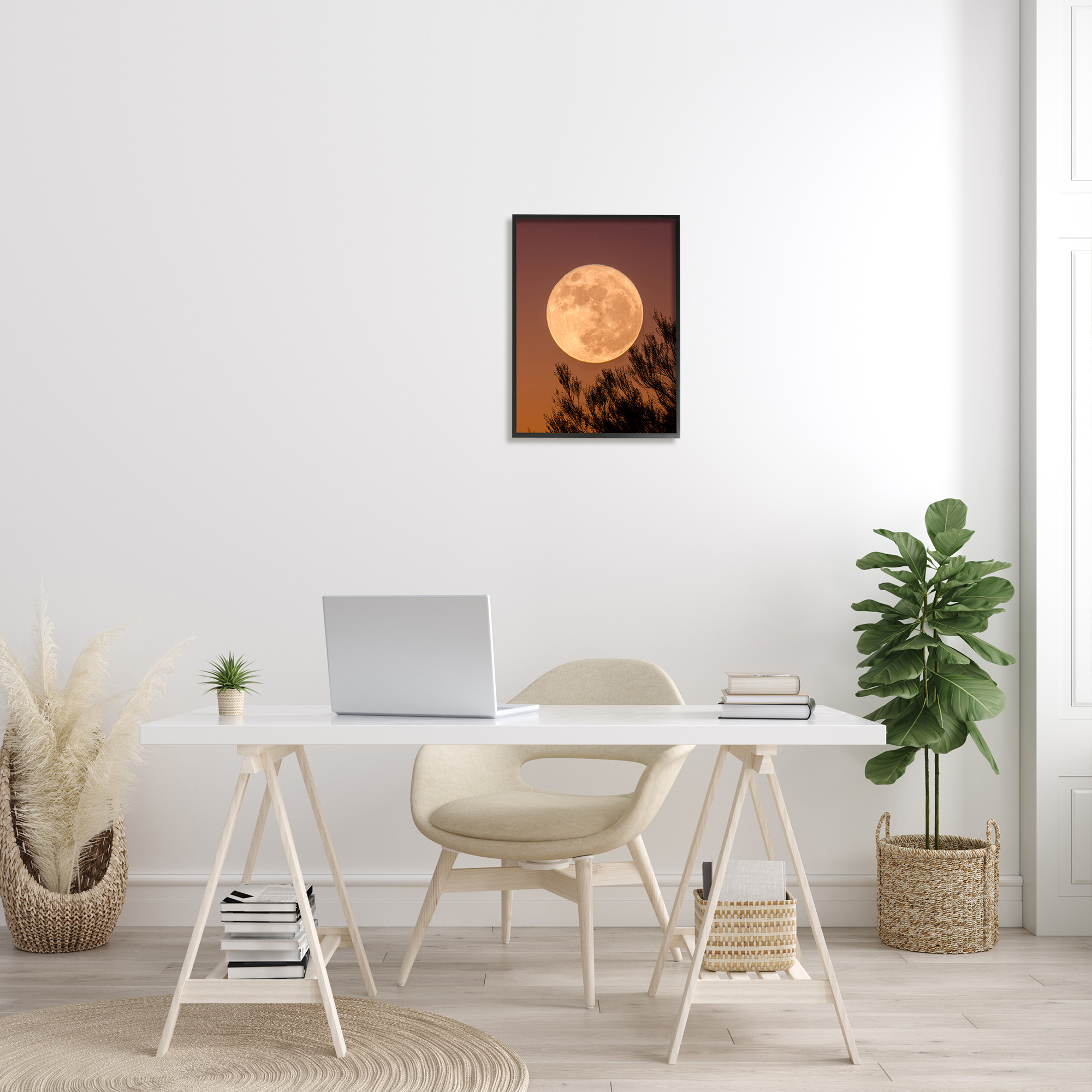 Stupell Indtries Full Moon Photography Tree Branch Silhouette Autumn Sky,16 x 20,Design by Birch&Ink