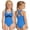S10-Blue, variant on Ulitacool 3-4 Years Toddler Swimsuit For Girl Sleeveless Crisscross Back Swimwear Solid Color Letter Print Stretch Lightweight Sun Safe Pool Outfit Classic Beach Wear Hot Pink