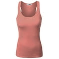 thumbnail image 2 of Doublju Women's Assorted Ribbed Scoop Neck Racerback Tank Top (3 Pack), 2 of 3