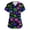 Blue #36, variant on Womens Halloween Scrub Tops Skull Pumpkin V Neck Horror Medical Uniform Castle Candy Spooky Short Sleeve Medical Scrubs, M