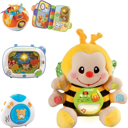 VTech 0-12 Months Toy Value Set, includes Musical Bee, Soothing Light, Crib Projector, Baby Keys, Storytime Book, and Music Player