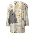 thumbnail image 5 of Dresfit Easter Shirts Women 2026 Strech 3/4 Sleeve Crewneck Tunic Blouse Holiday Bunny Egg Graphic Print Tops Plus Size Loose Fit Tees Light Gray 2XL, 5 of 5